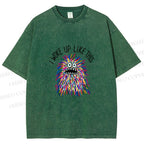 Unisex Rainbow Monster I Woke Up Like This Printed Washed Tee
