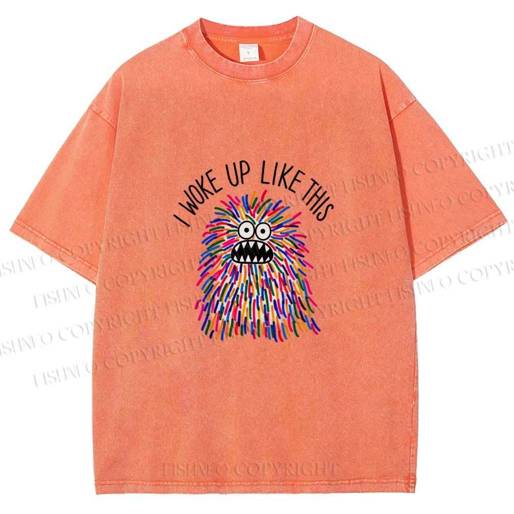 Unisex Rainbow Monster I Woke Up Like This Printed Washed Tee