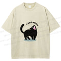 Unisex Black Cat I Said Meow Printed Washed Tee