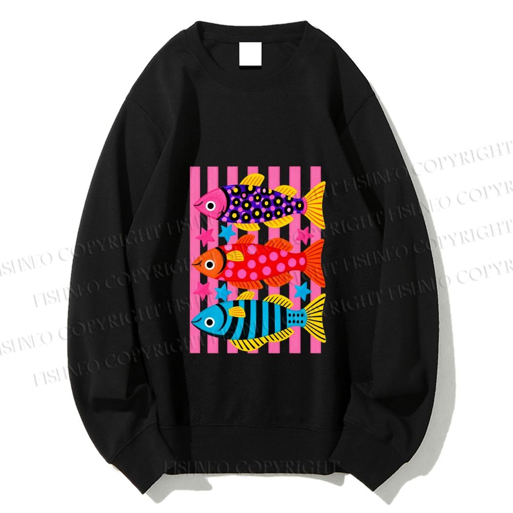 Unisex Striped fish Printed Sweatshirt