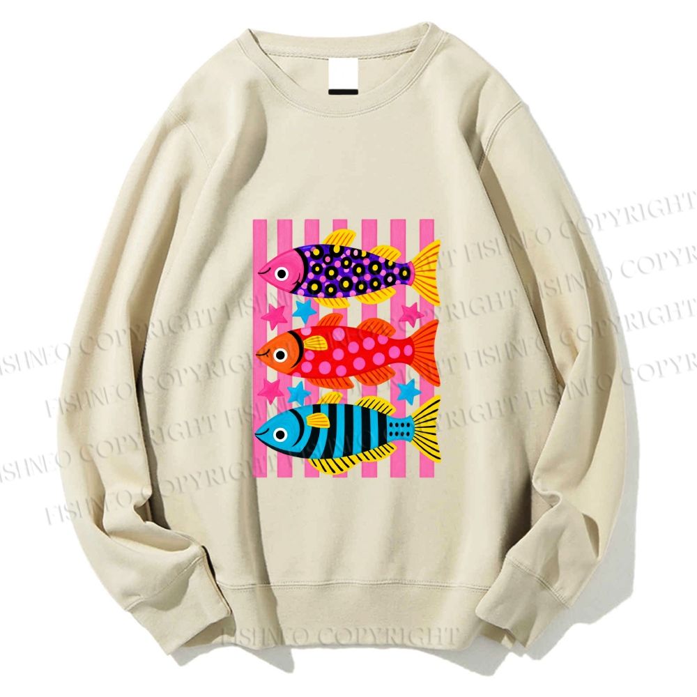 Unisex Striped fish Printed Sweatshirt