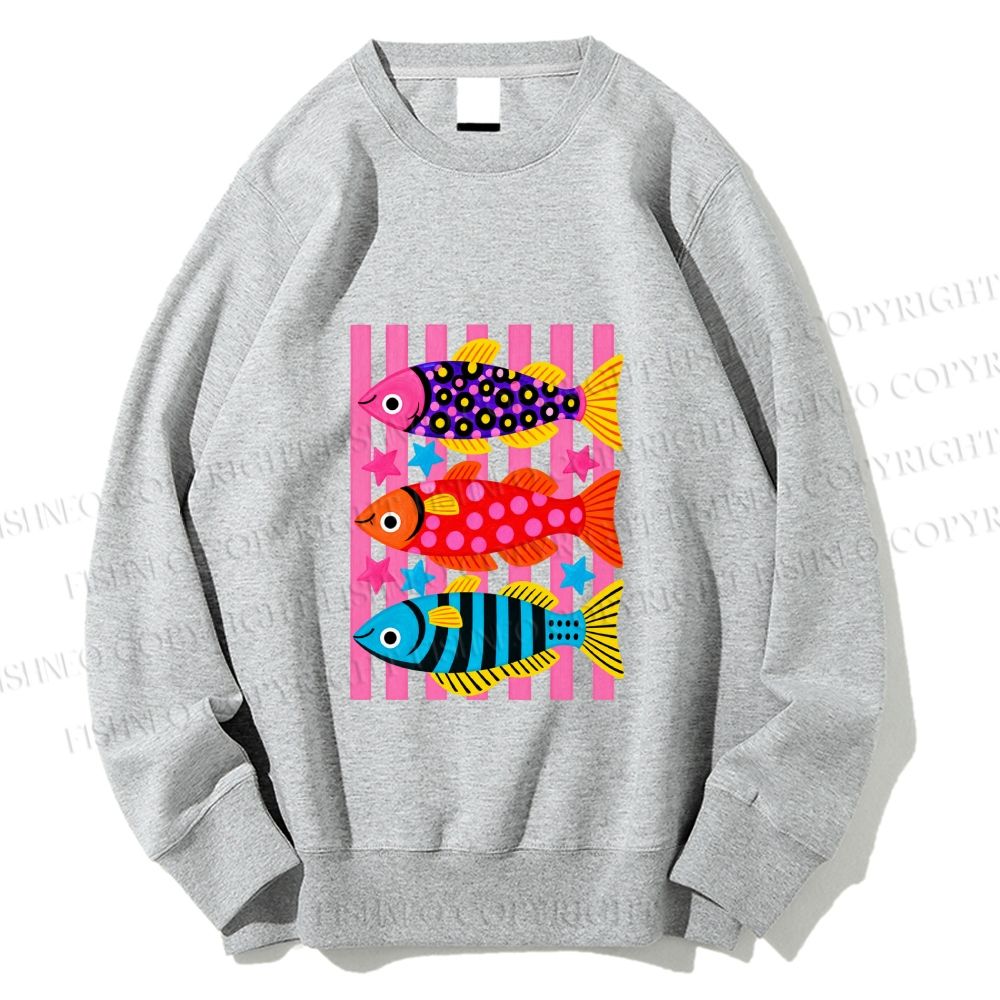 Unisex Striped fish Printed Sweatshirt