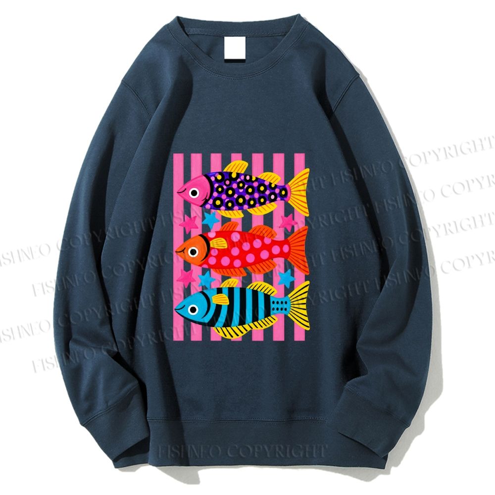 Unisex Striped fish Printed Sweatshirt