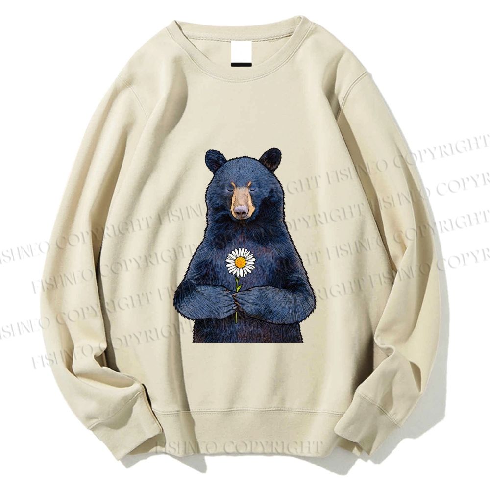 Unisex Bear with flower Printed Sweatshirt