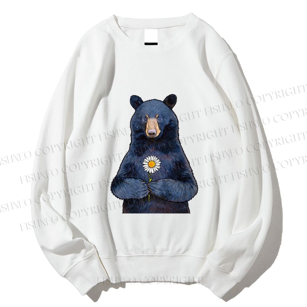 Unisex Bear with flower Printed Sweatshirt