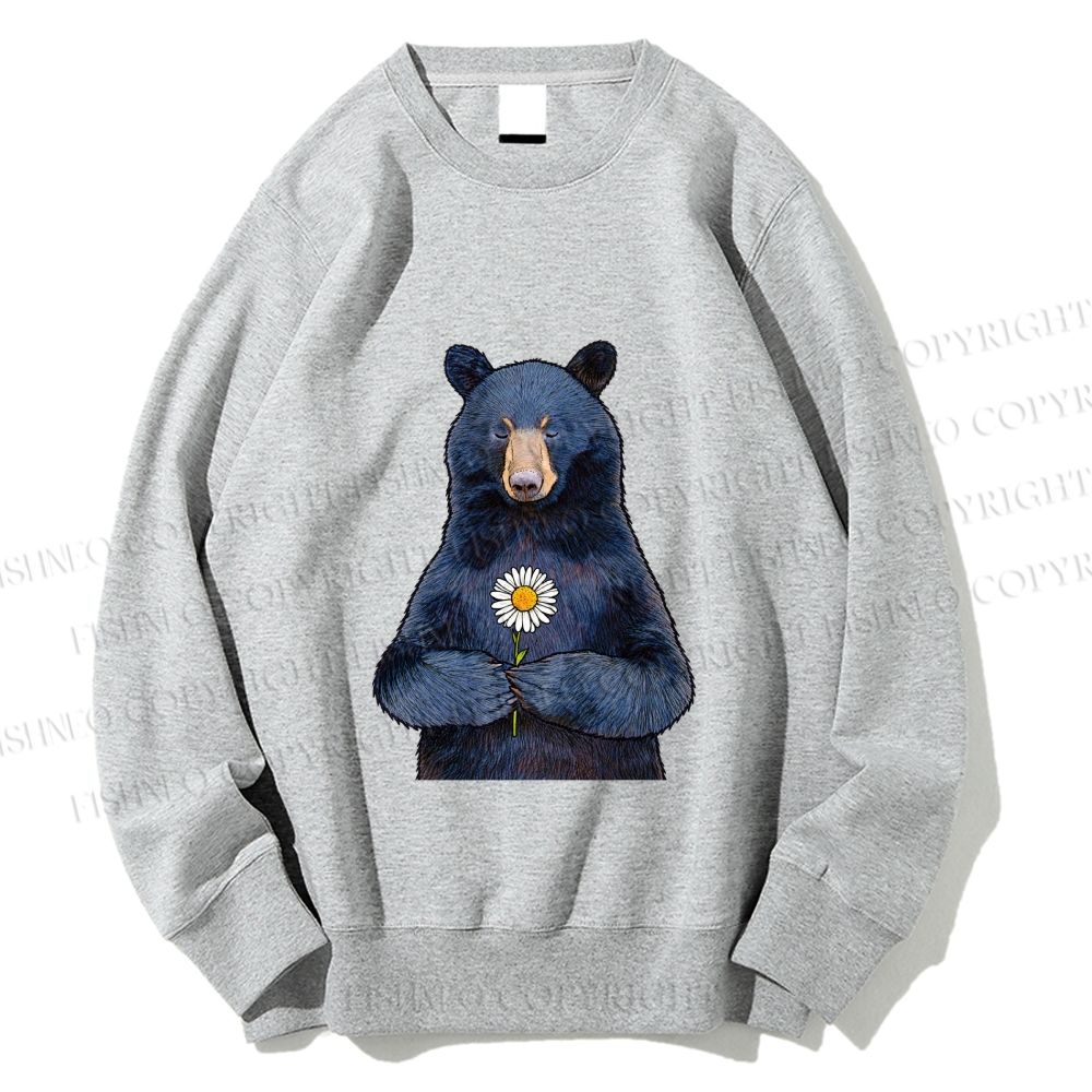 Unisex Bear with flower Printed Sweatshirt