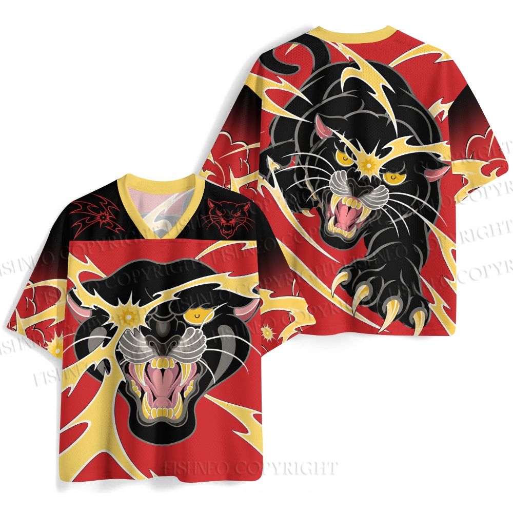 Black Panther With Lighting Jersey Shirts