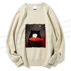 Unisex Bear Eat Fish Printed Sweatshirt