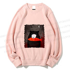 Unisex Bear Eat Fish Printed Sweatshirt