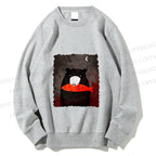 Unisex Bear Eat Fish Printed Sweatshirt