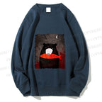 Unisex Bear Eat Fish Printed Sweatshirt
