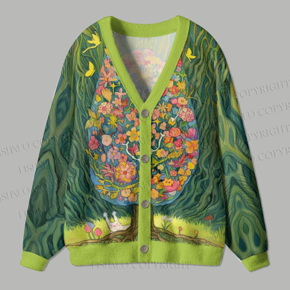 Flowers in Tree Ugly Cardigan Sweater