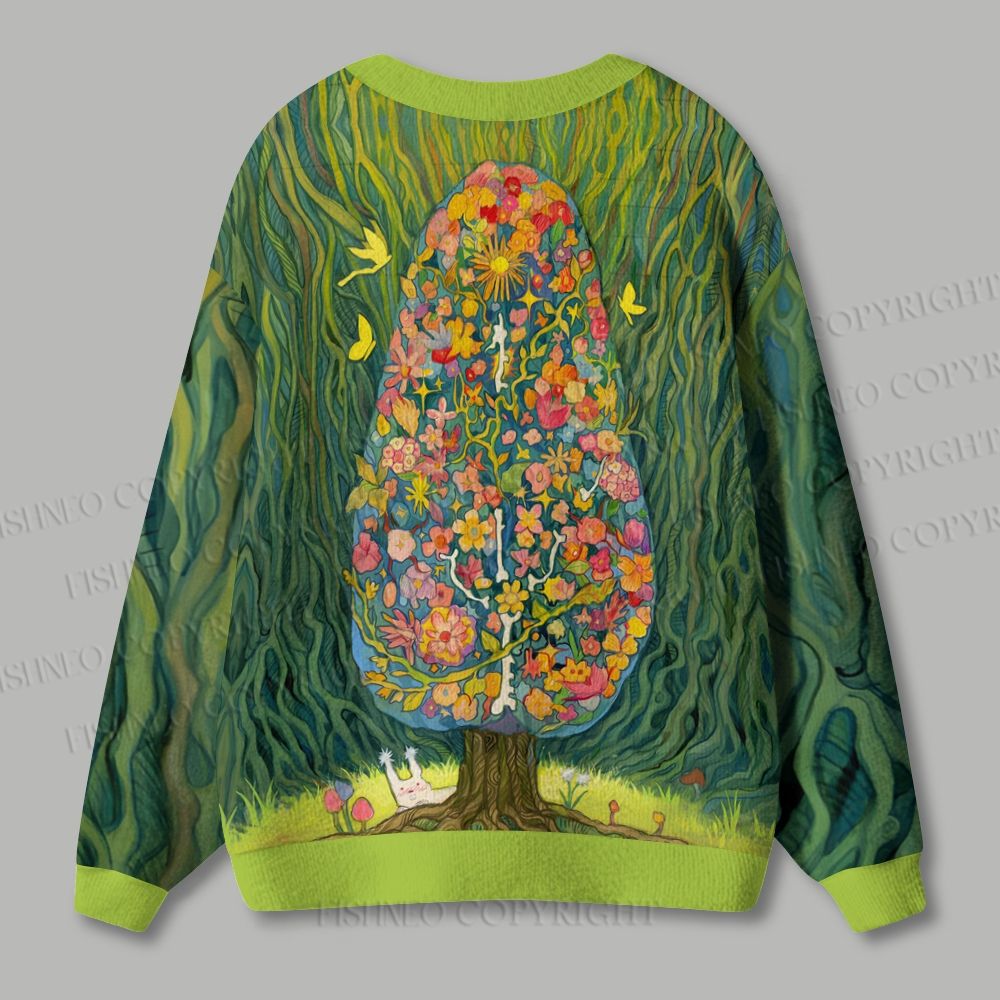 Flowers in Tree Ugly Cardigan Sweater