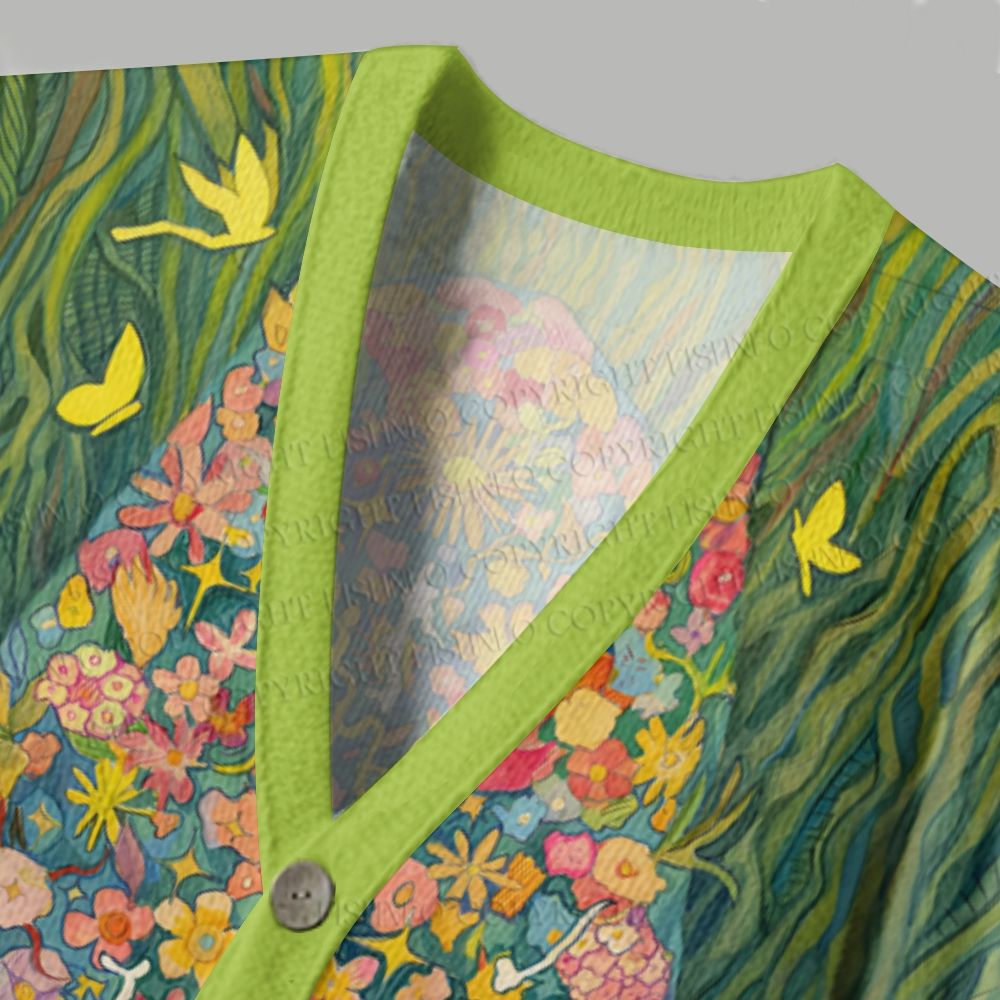 Flowers in Tree Ugly Cardigan Sweater