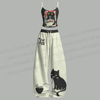 Ramen Cat Top & Elasticated Trousers Two-Piece Set