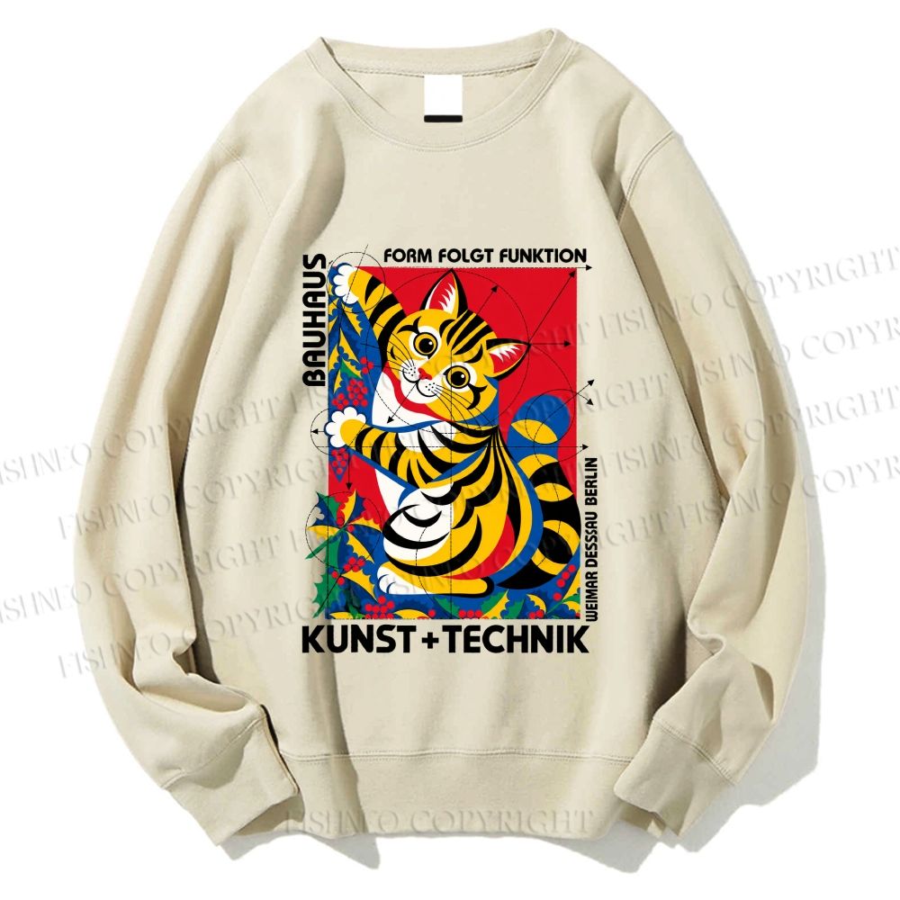 Unisex Bauhaus Cat Printed Sweatshirt