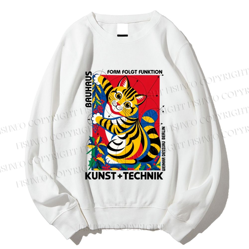 Unisex Bauhaus Cat Printed Sweatshirt