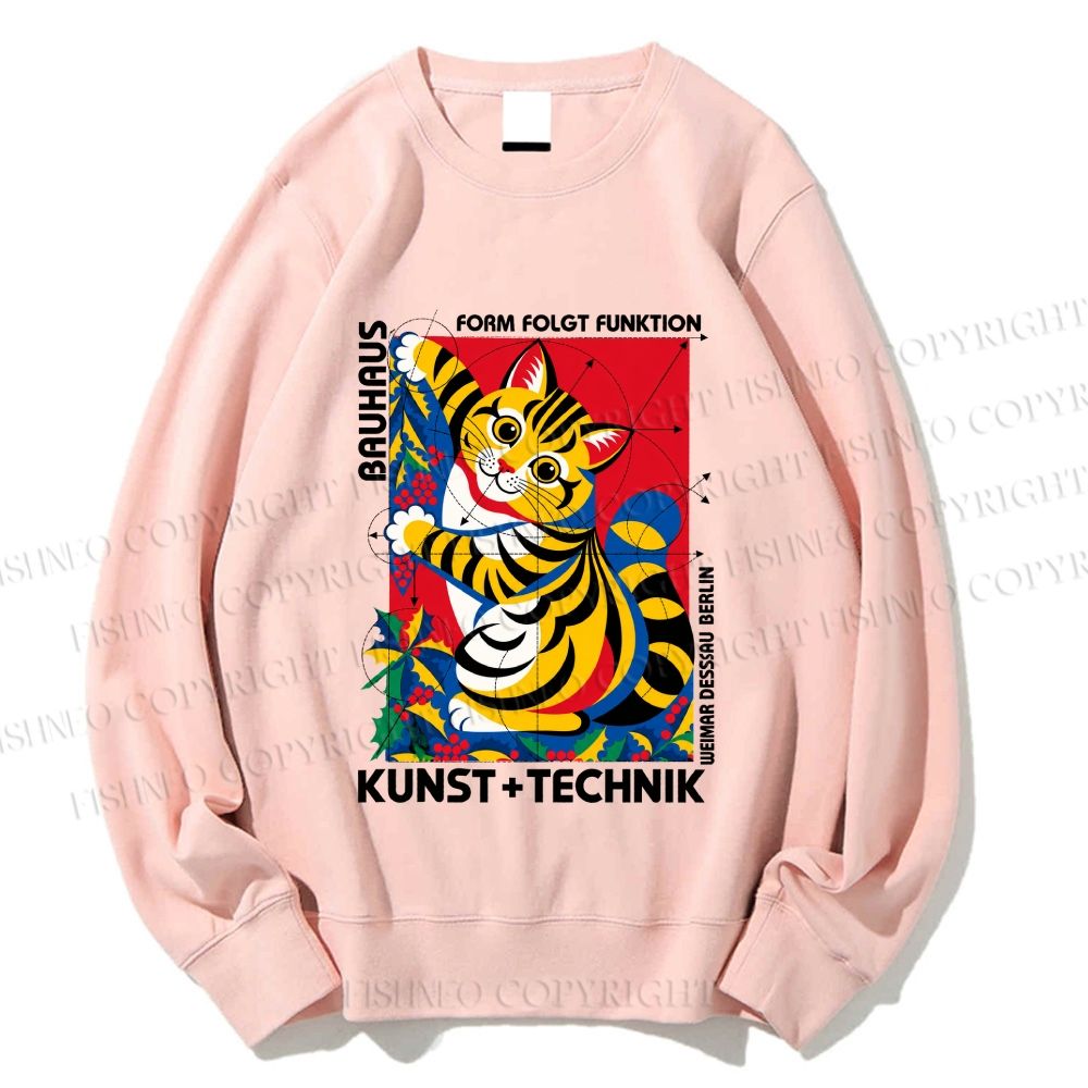 Unisex Bauhaus Cat Printed Sweatshirt
