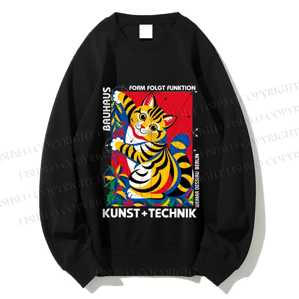 Unisex Bauhaus Cat Printed Sweatshirt