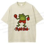 Unisex Fight Club Frog Printed Washed Tee