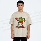 Unisex Fight Club Frog Printed Washed Tee