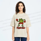 Unisex Fight Club Frog Printed Washed Tee