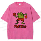 Unisex Fight Club Frog Printed Washed Tee