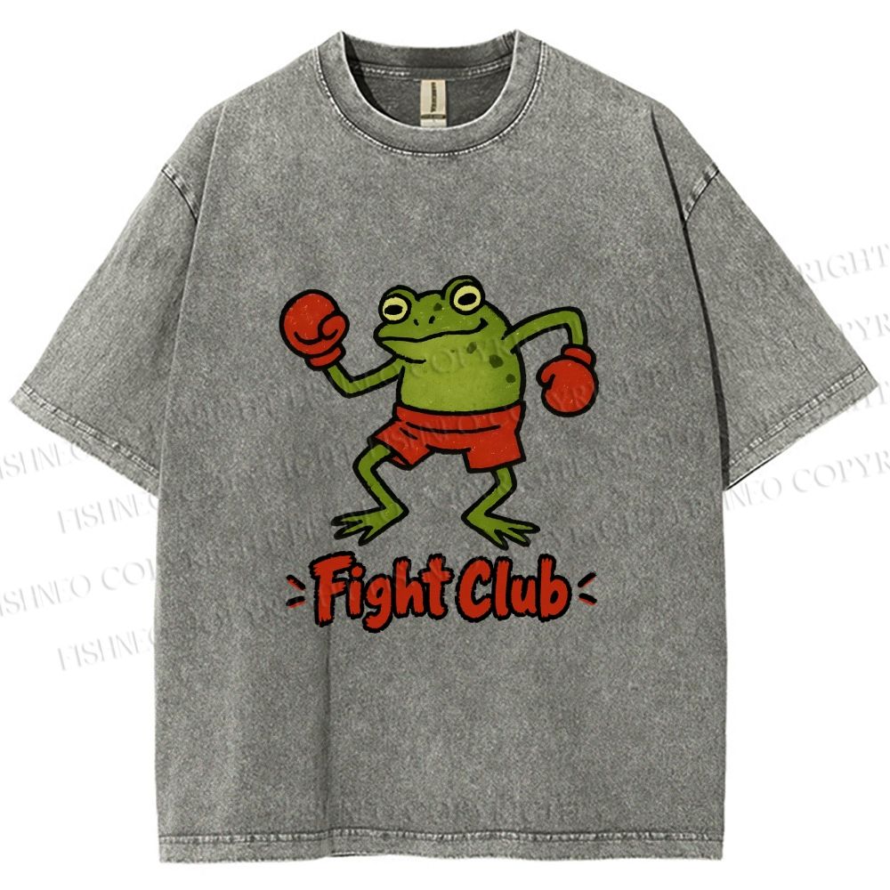 Unisex Fight Club Frog Printed Washed Tee