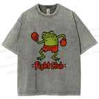 Unisex Fight Club Frog Printed Washed Tee