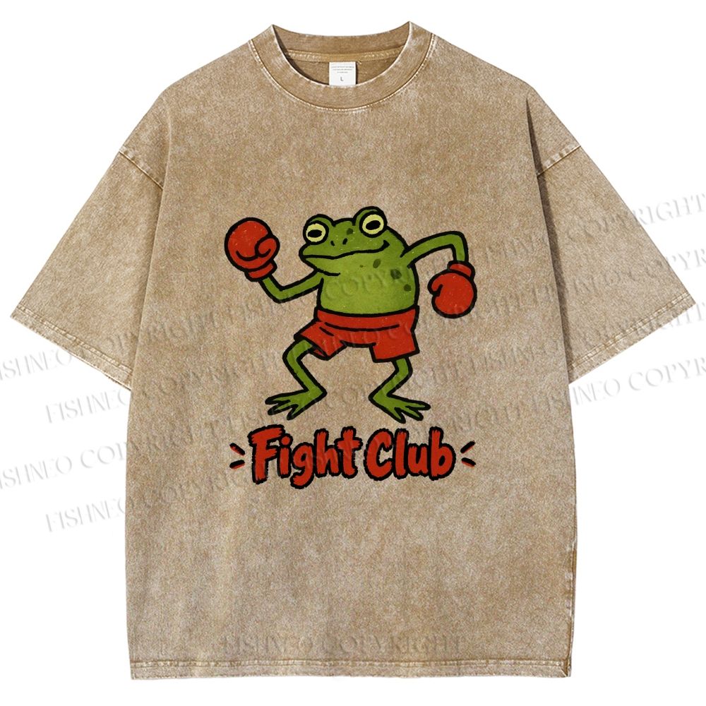 Unisex Fight Club Frog Printed Washed Tee