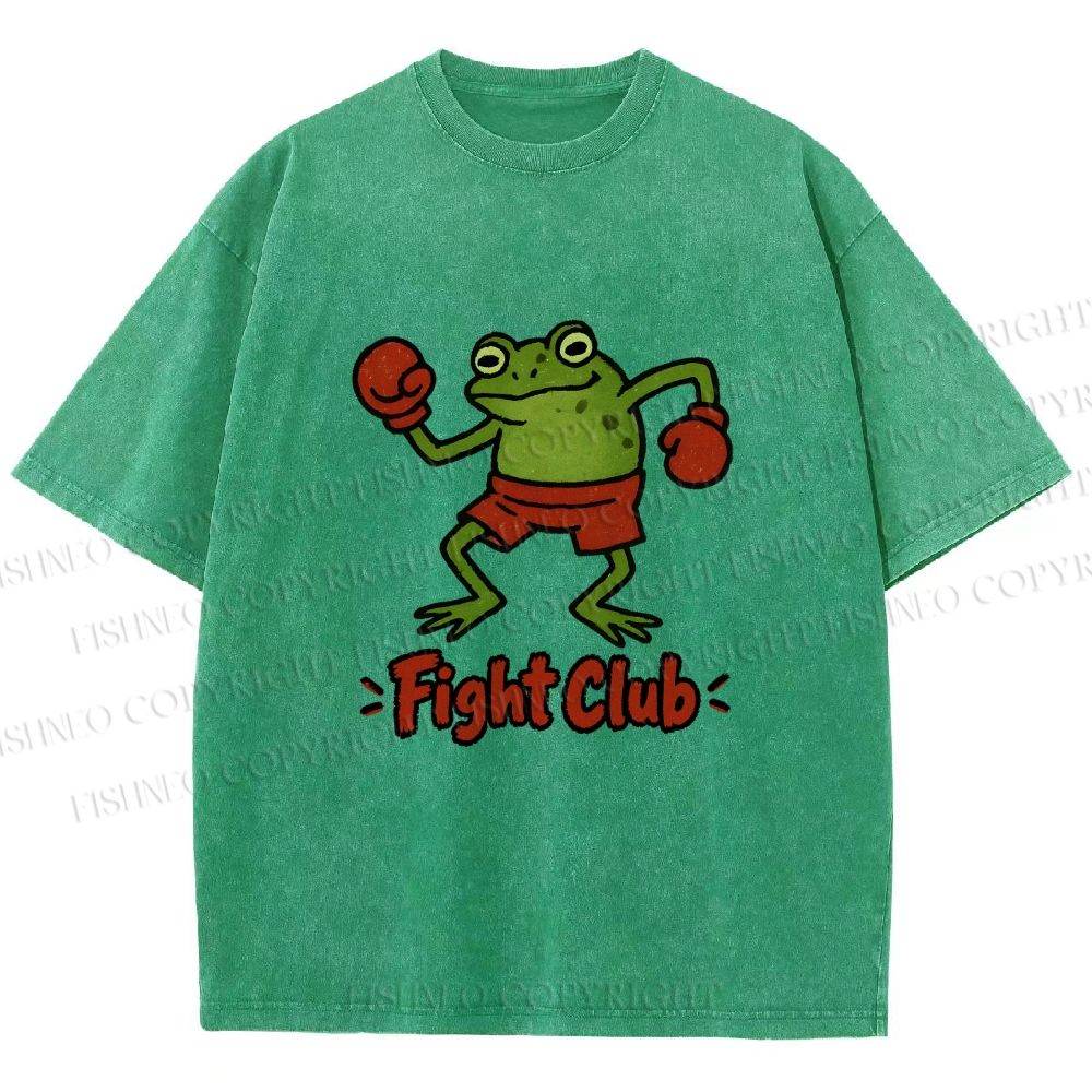 Unisex Fight Club Frog Printed Washed Tee