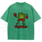 Unisex Fight Club Frog Printed Washed Tee