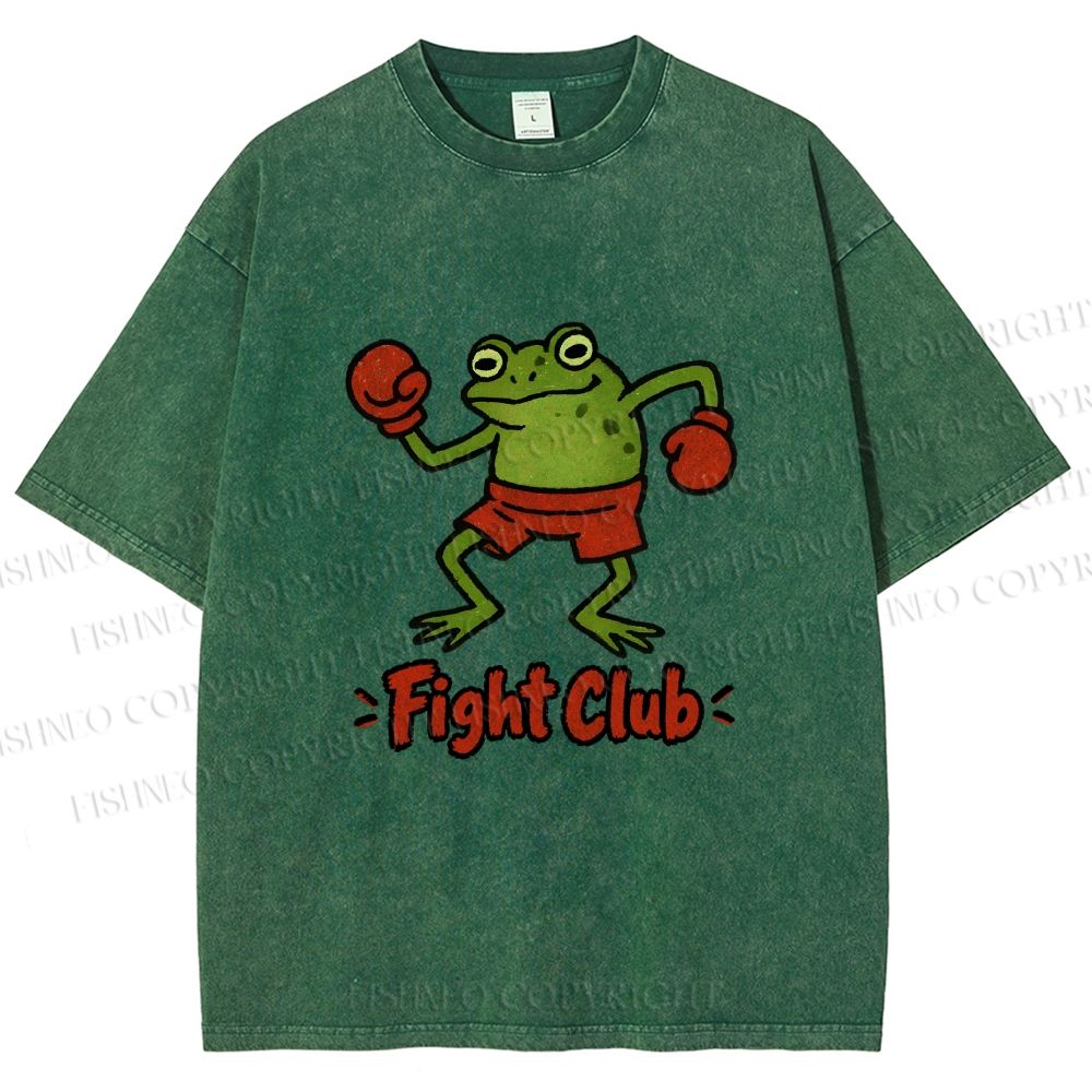 Unisex Fight Club Frog Printed Washed Tee