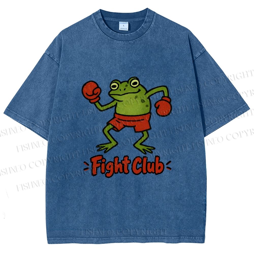 Unisex Fight Club Frog Printed Washed Tee