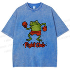 Unisex Fight Club Frog Printed Washed Tee