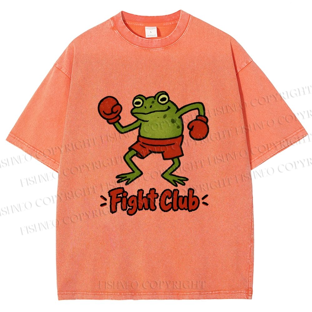 Unisex Fight Club Frog Printed Washed Tee