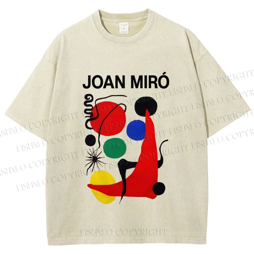 Unisex Joan Miro Painting Printed Washed Tee