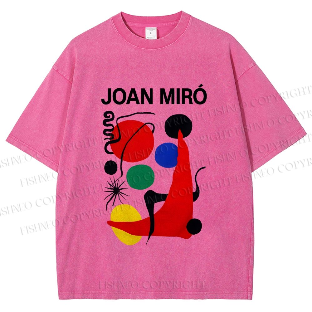Unisex Joan Miro Painting Printed Washed Tee