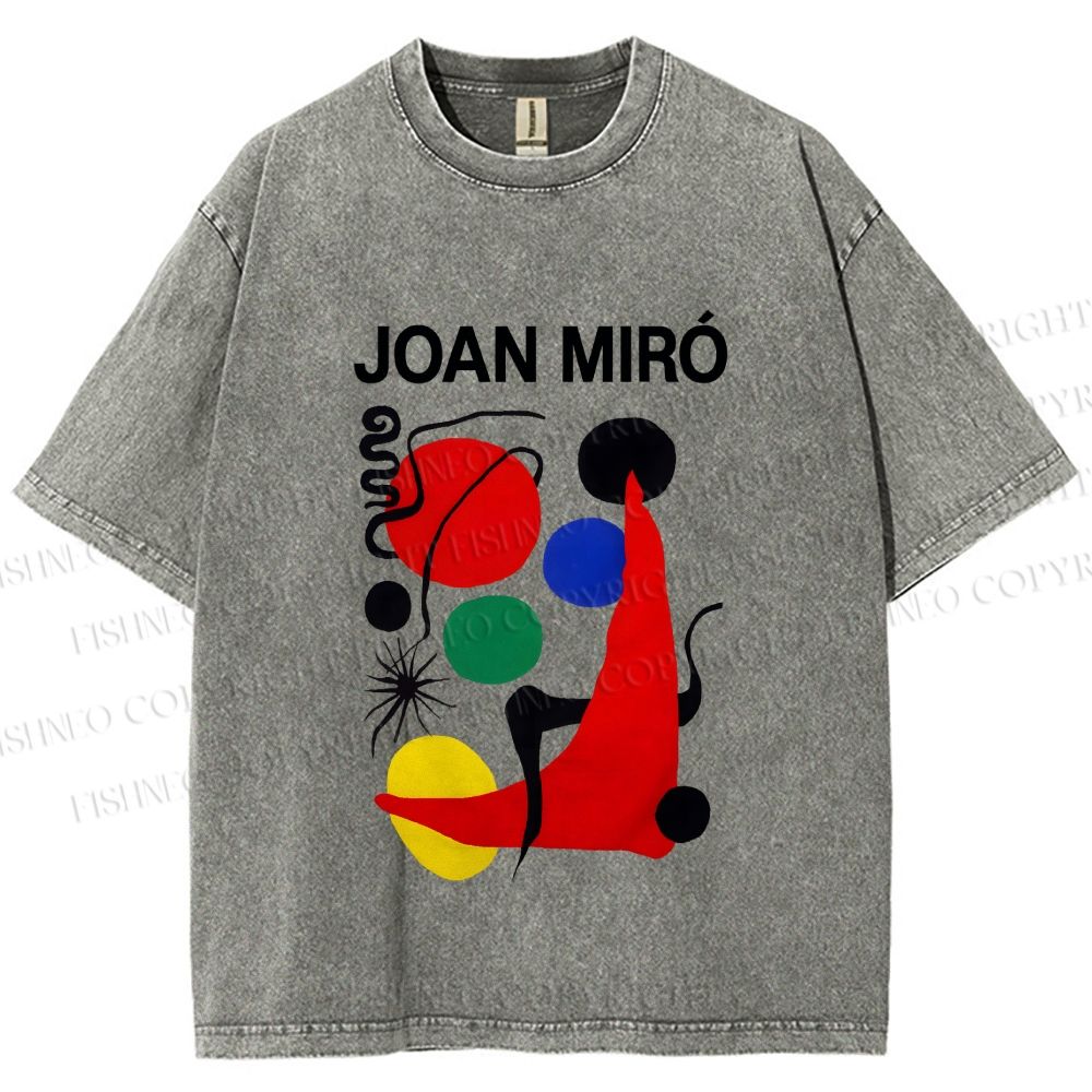Unisex Joan Miro Painting Printed Washed Tee