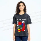 Unisex Joan Miro Painting Printed Washed Tee