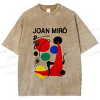 Unisex Joan Miro Painting Printed Washed Tee