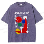 Unisex Joan Miro Painting Printed Washed Tee