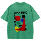 Unisex Joan Miro Painting Printed Washed Tee