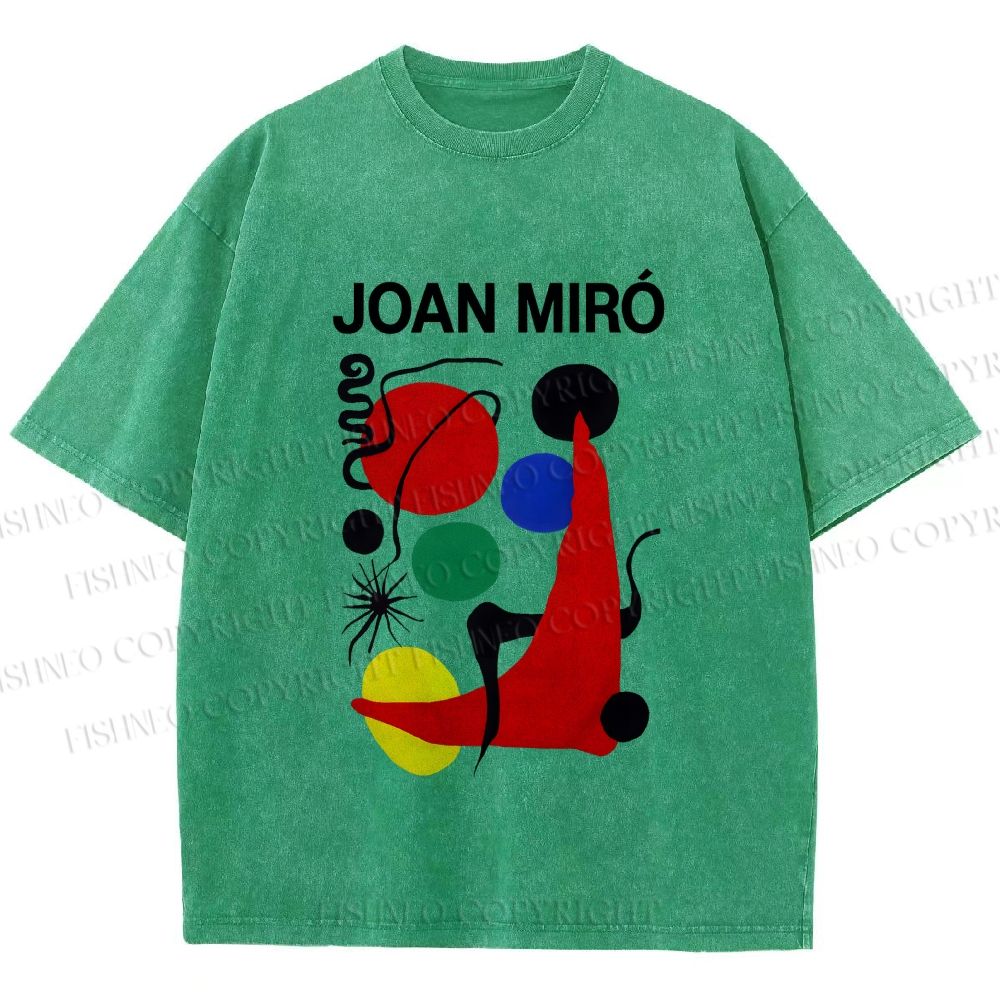 Unisex Joan Miro Painting Printed Washed Tee