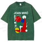 Unisex Joan Miro Painting Printed Washed Tee