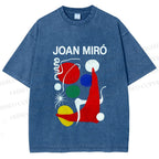 Unisex Joan Miro Painting Printed Washed Tee