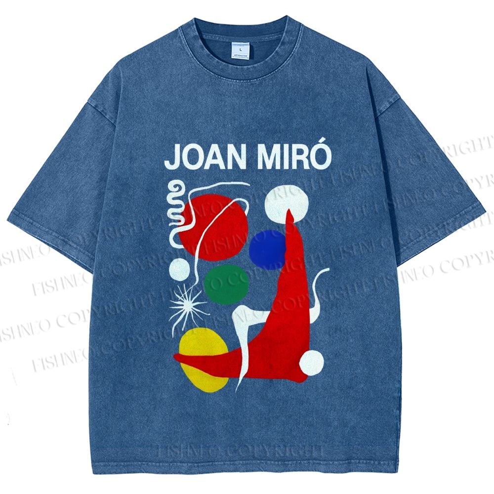 Unisex Joan Miro Painting Printed Washed Tee