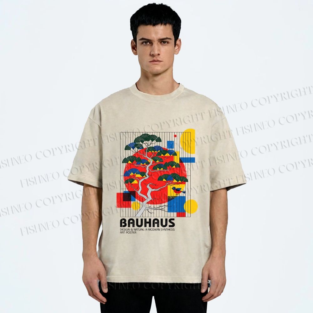 Unisex Bauhaus Pine Printed Washed Tee