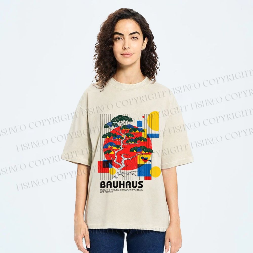 Unisex Bauhaus Pine Printed Washed Tee