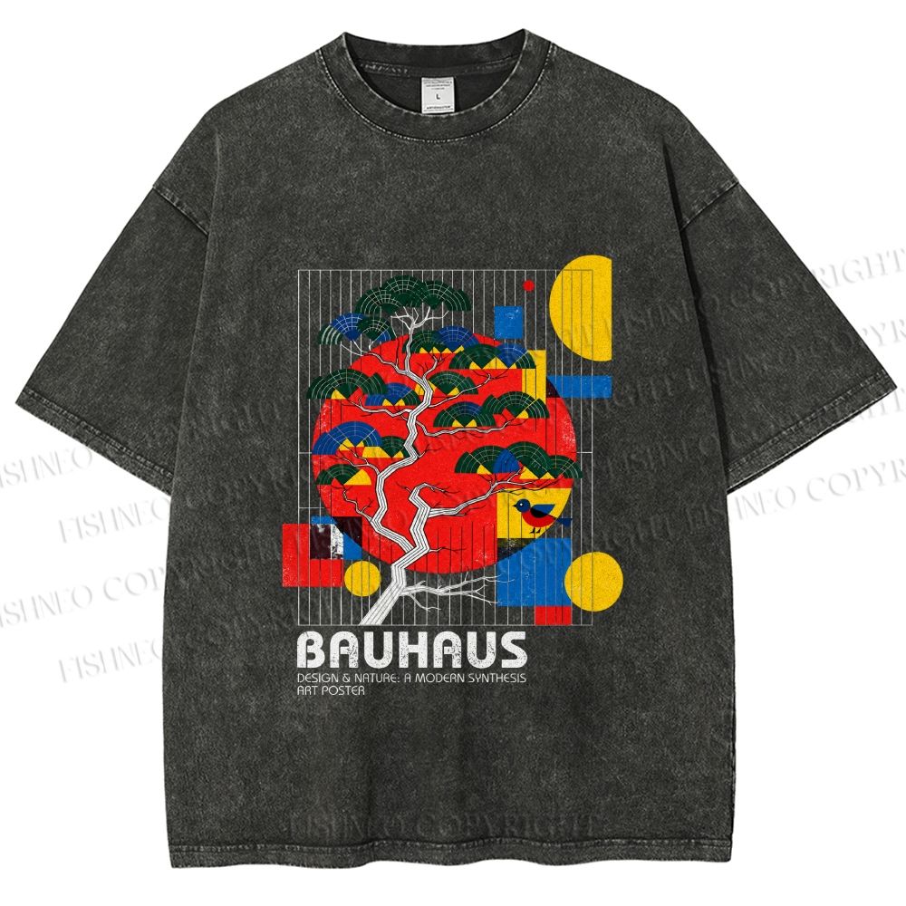 Unisex Bauhaus Pine Printed Washed Tee